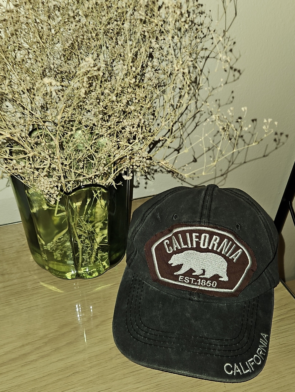 California Embroidered Bear Patch Baseball Cap - Black